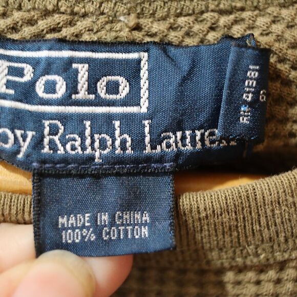 Polo by Ralph Lauren Faded Forestry Graphic Classic Green Crewneck Thermal Shirt - Picture 8 of 10